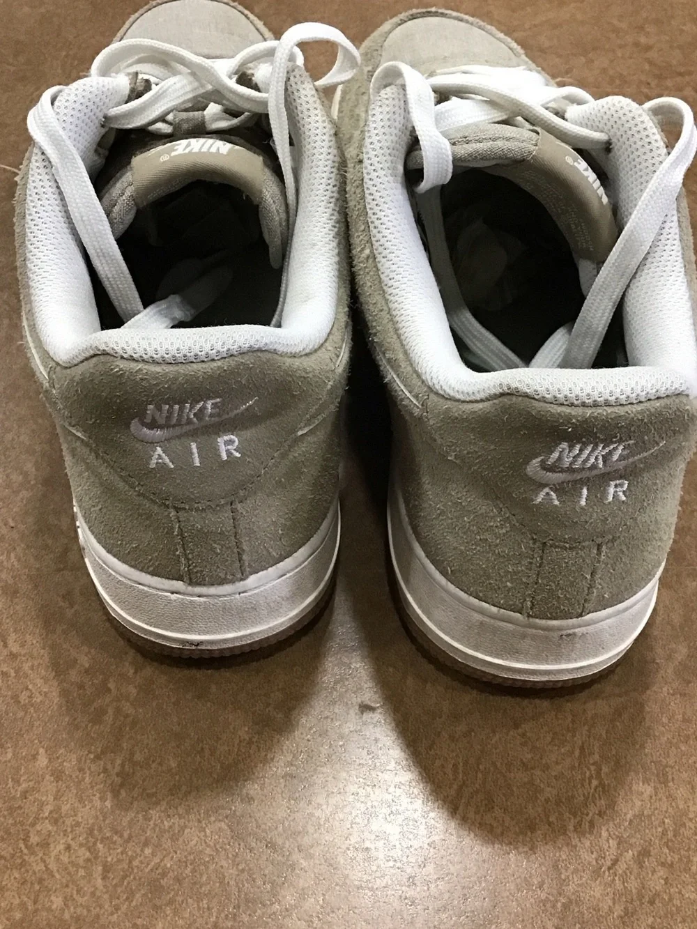 Nike Air Force 1 ‘07’ Low-Top Khaki Canvas, White & Gum Sole Women’s 8.5